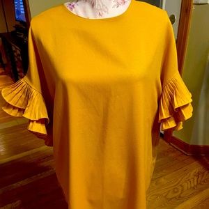 Yellow Pleated Sleeve Dress Tunic On Twelfth